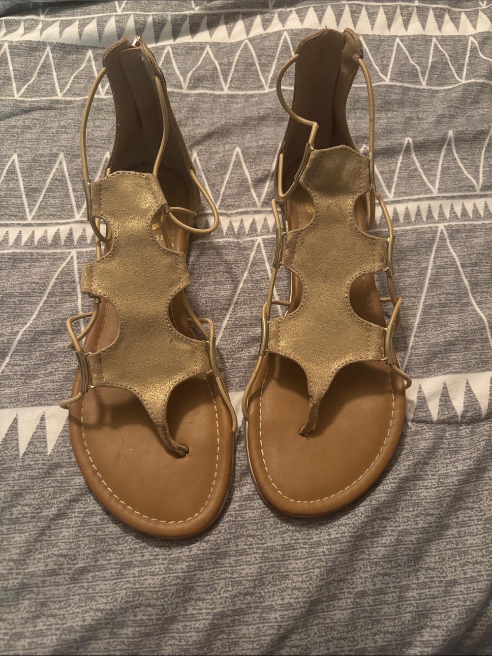 G by Guess Metallic Gold Gladiator Lace-Up Sandals